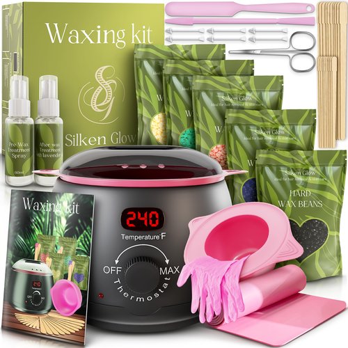 All-in-One Wax Warmer for Hair Removal – Hard Wax Kit with Wax Pot, Complete Body Waxing Kit for Women & Men (39 Accessories)