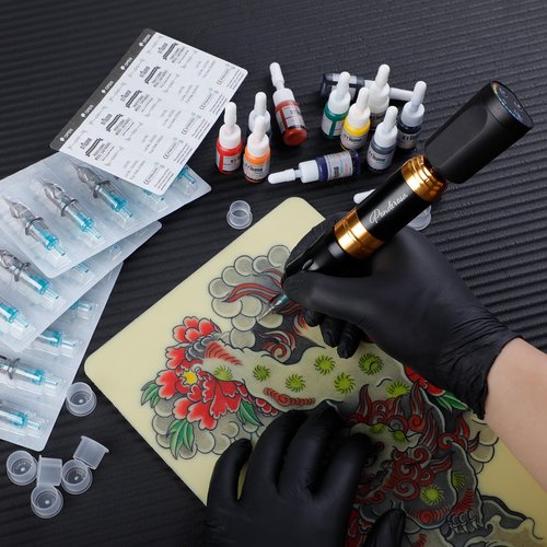 STIGMA Wireless Tattoo Gun Kit Complete with Pro Short Pen, 2 Batteries, 20 Tattoo Cartridge Needles, Color Set, Full Tattoo Accessories STP35TI4002-9