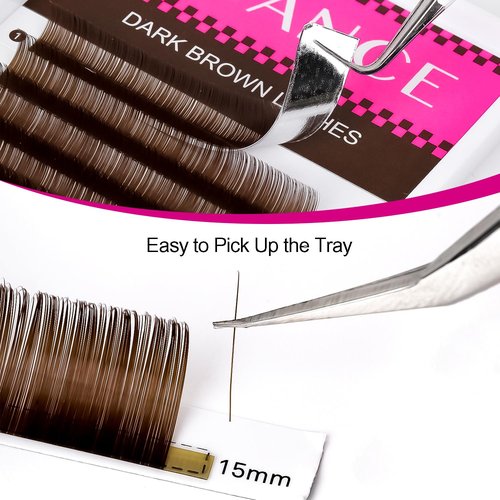 TDANCE Dark Brown Lash Extensions Colored Lash Extensions 0.03/0.05/0.07/0.1/0.15mm C/CC/D/DD/J/B/L Curl Premium Brown Eyelash Extensions Salon Use (Dark Brown,0.05-CC,8-15mm)