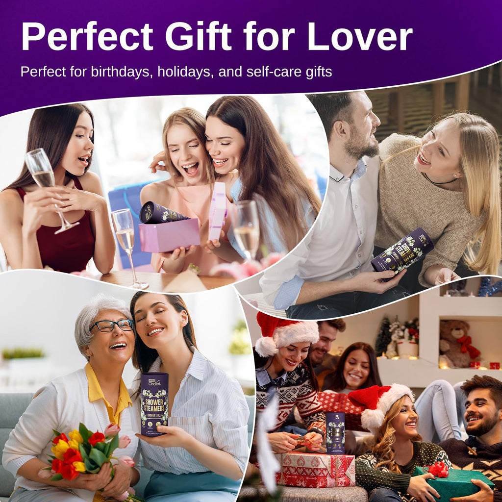 W&E Choice Shower Steamers Aromatherapy 8 Counts, Christmas Gifts for Women, Shower Bombs with Natural Essential Oils for Daily Relaxation & Stress Relief, Birthday Gifts for Wife, Mom