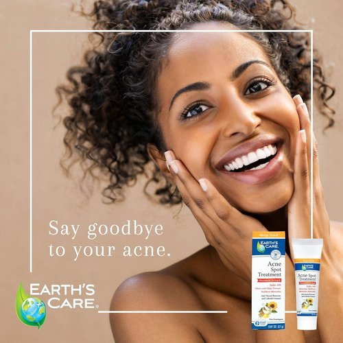 Earth's Care Acne Spot Treatment - 10% Sulfur Cream for Cystic Acne, Pimples & Blackheads | 0.97 OZ Tube