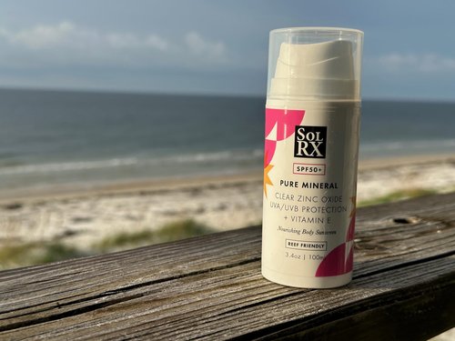 SolRX Pure Mineral SPF 50+ Sunscreen - 3.4oz Zinc Oxide Sunscreen with Vitamin E, Reef Safe, Daily Use for Face and Body
