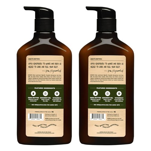 Dr. Squatch Natural Hand and Body Lotion for Men - 24-Hour Moisturization with Shea Butter & Coconut Oil - Pine Tar (10 fl oz, 2-Pack)