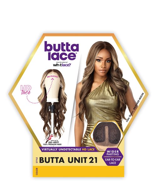 Sensationnel Butta Lace Wigs - Unit 21 Extra Wide 5 Inch Deep Parting Synthetic Preplucked Hairline Glueless Lacefront (1B OFFBLACK)