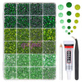 qiipii 2mm-6mm 3 Color Green Series Crystal Resin Rhinestones w B7000 Jewelry Glue for Bedazzling Crafting Flatback Stones Gems Diamonds for Nails Face Eyes Makeup Tumblers Bottles DIY Crafts Clothes