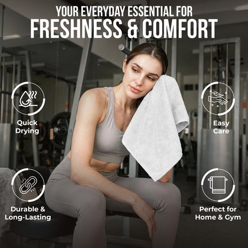 RIVERSIDE Pack of 24 Wash Cloths for Showering, 12 x 12 Inches, Super Soft & Absorbent, 100% Cotton Washcloths Premium Quality Flannel Face Cloths for Bathroom, Gym, Spa (White, 24 Pack)