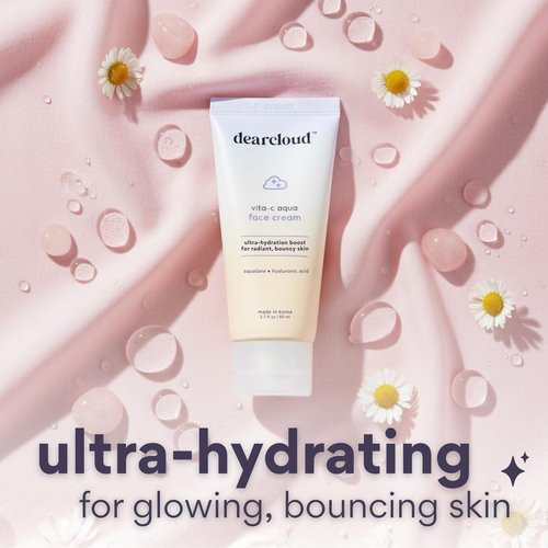 dearcloud Vita-C Aqua Face Cream – Face Moisturizer with Vitamin C, Squalane Oil for Face, Hyaluronic Acid Serum Hydration – Moisturizer for Women and Men (2.7 fl oz)