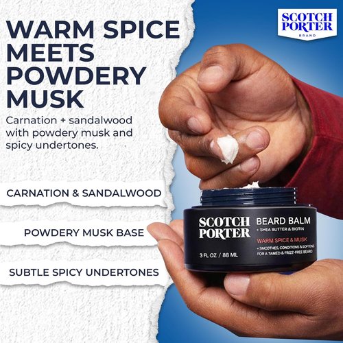 Scotch Porter Conditioning Beard Balm - Smooth & Moisturize Coarse Facial Hair | Original Scent, 3 oz. Jar