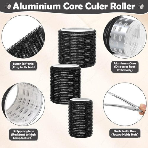 Skiennix Thermal Hair Rollers - 24PCS Jumbo Curlers with Clips for Volume | 63mm, 48mm, 36mm Sizes