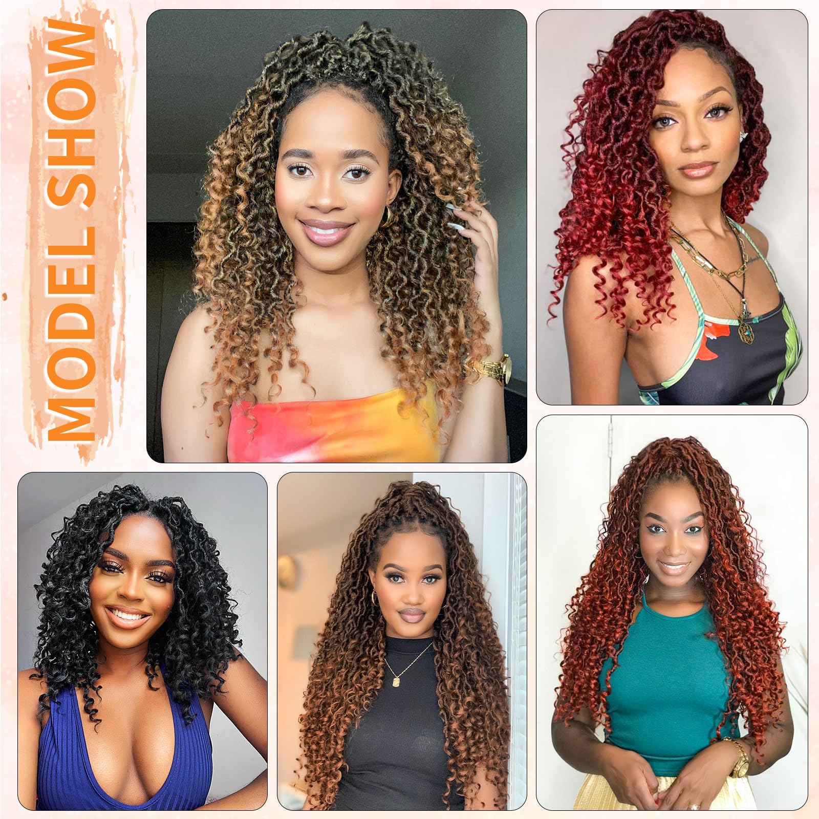 Wodun Goddess Locs Crochet Hair 18inch, 8 packs Faux Locs Crochet Hair,Pre-looped Crochet Hair with Curly Ends, River Locs Crochet Hair For Black Women (18 Inch (Pack of 8), 1B)