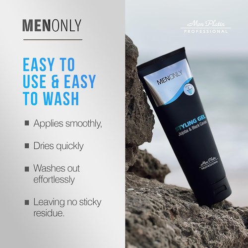 Mon Platin Men’s Hair Gel - Strong Hold Styling Gel with Jojoba & Black Caviar, 250ml