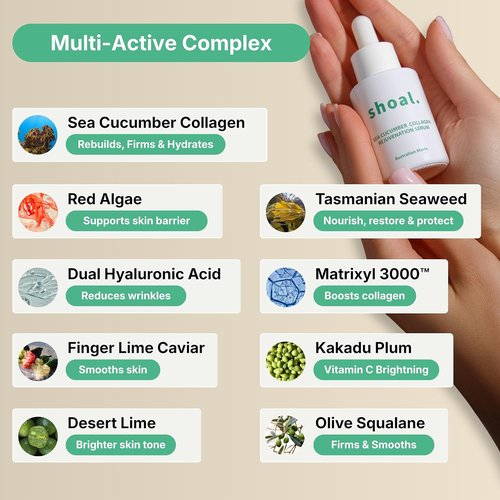 Shoal Sea Cucumber Collagen Serum - Firming & Hydrating Anti-Aging Serum with Peptides & Hyaluronic Acid (30ml)