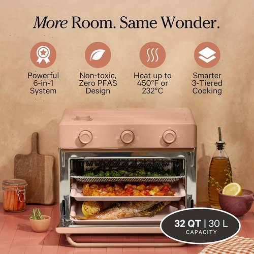Our Place Large Wonder Oven - 6-in-1 Stainless Steel Air Fryer Toaster Oven Combo | 31.7 QT Capacity - Toast, Roast, Bake, Reheat, Broil & Steam | Spice