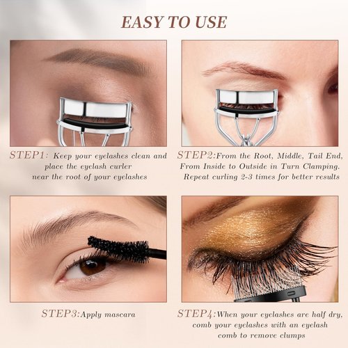 docolor Eyelash Curler with Eyelash Comb, Lash Curler with 8 Pcs Silicone Refill Pads Suitable for All Eye Shapes Curl up to one Day Easy to Operate No Pinching or Pulling Eyelash Eye Makeup Tool