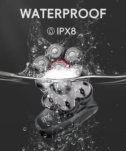 MALEGEBAZ Head Shavers for Bald Men: IPX8 Waterproof Electric Razor with 7D Flex Heads, LED Display, USB-C Fast Charging, Travel Lock & 5 Precision Attachments, Valentines Day Gifts for him, Black