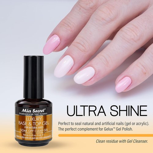 Mia Secret Clear Gel Polish - Luxury Base & Top Coat - High Gloss Finish - 15ml