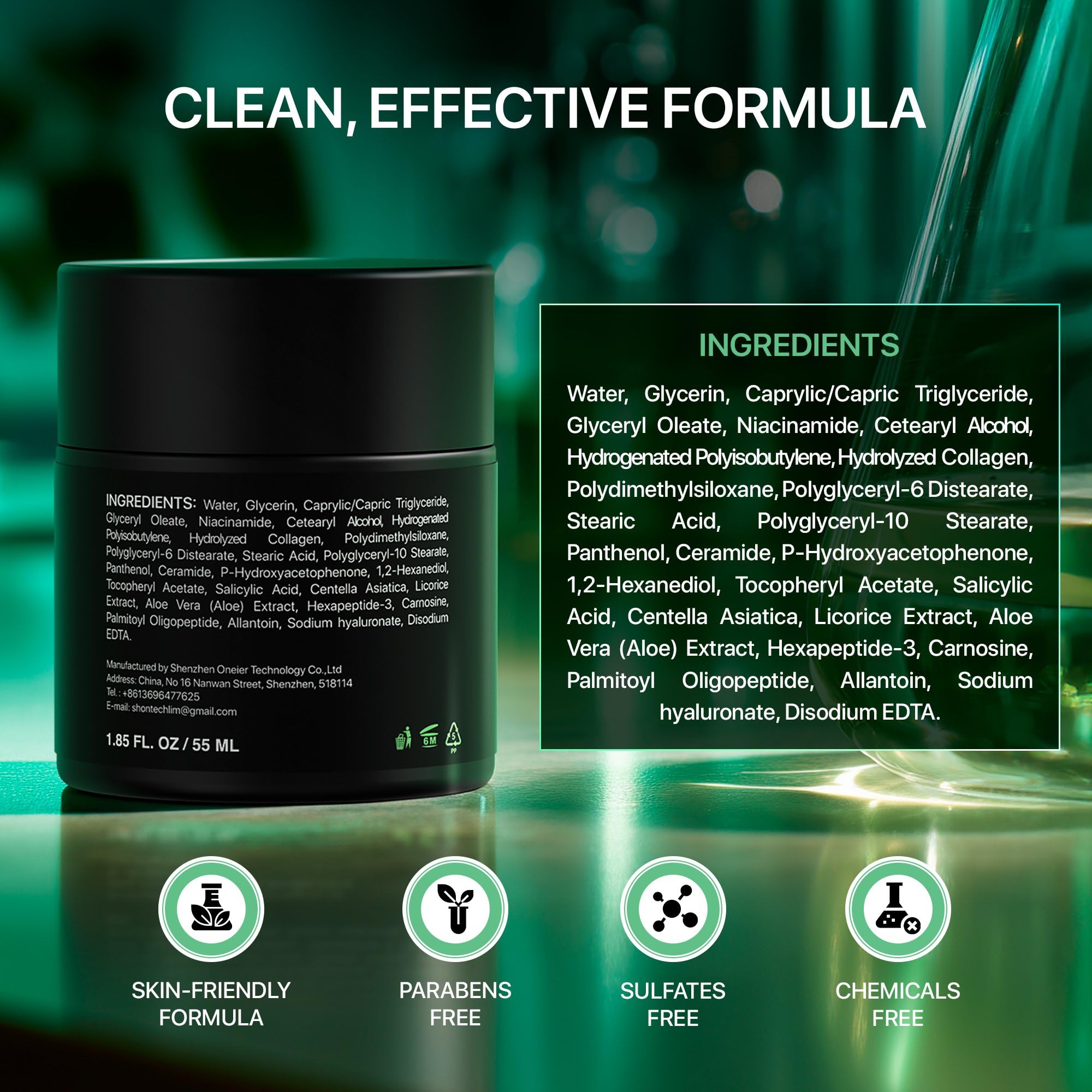 Viva Lab Mens Face Moisturizer Anti-Aging Cream - Lightweight After Shave Lotion for Men - Day & Night Hydrating Skin Care with Niacinamide Collagen Ceramides - Fast-Absorbing Non-Greasy 1.85oz