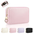 Playexen Small Makeup Bag for Purse, PU Leather Small Cosmetic Bag, Portable Toiletry Makeup Pouch Purse for Travel Daily Use, Wedding/Christmas/Birthday Gifts (Pink)