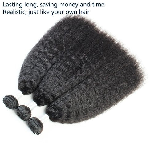 LINYINGYH 12a Single Bundles Human Hair Kinky Straight 1 Bundle Yaki Straight Bundles 14 inch Brazilian Remy Hair Weave Bundles Real Unprocessed Virgin Hair Extensions Natural Color