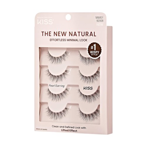 KISS The New Natural, False Eyelashes, 'Pearl Earring', 12mm, Includes 4 Pairs Of Lashes, Easy to Apply, Reusable Lash Clusters