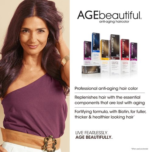 AGE Beautiful Permanent Hair Color Dye - Liqui-Creme Formula for 100% Gray Coverage | Neutral Warm Beige & Red Violet Shades | Anti-Aging Biotin Enriched for Thicker, Fuller Hair