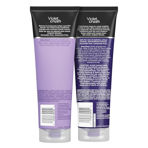 John Frieda Violet Crush Purple Shampoo & Conditioner Set - Neutralizes Yellow Tones for Blonde Hair, 8.3 Oz, Pack of 2