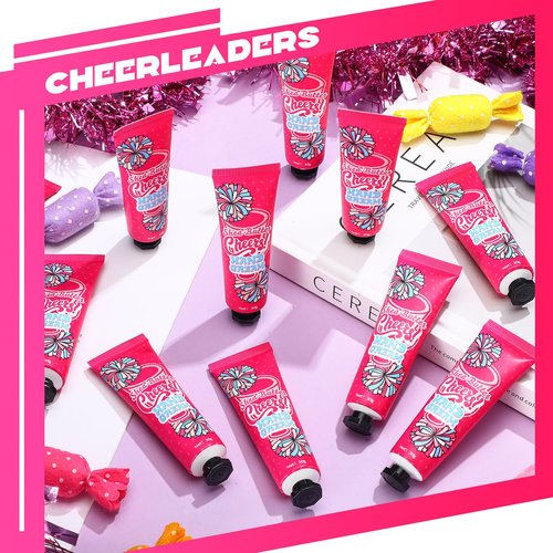 Dansib 24 Pcs Cheer Team Hand Cream Bulk Small Galentines Valentines Day Gifts for Women Friends Cheerleader Goodie Bag Stuffers Mini Cheerleading Lotion Homecoming Season Party Favors(Pink)