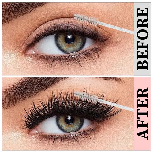 500PCS Disposable Eyelash Brushes - Upgraded Mascara Wands & Makeup Applicators Kit for Eyelash Extensions Makeup and Eyebrow Grooming(White)