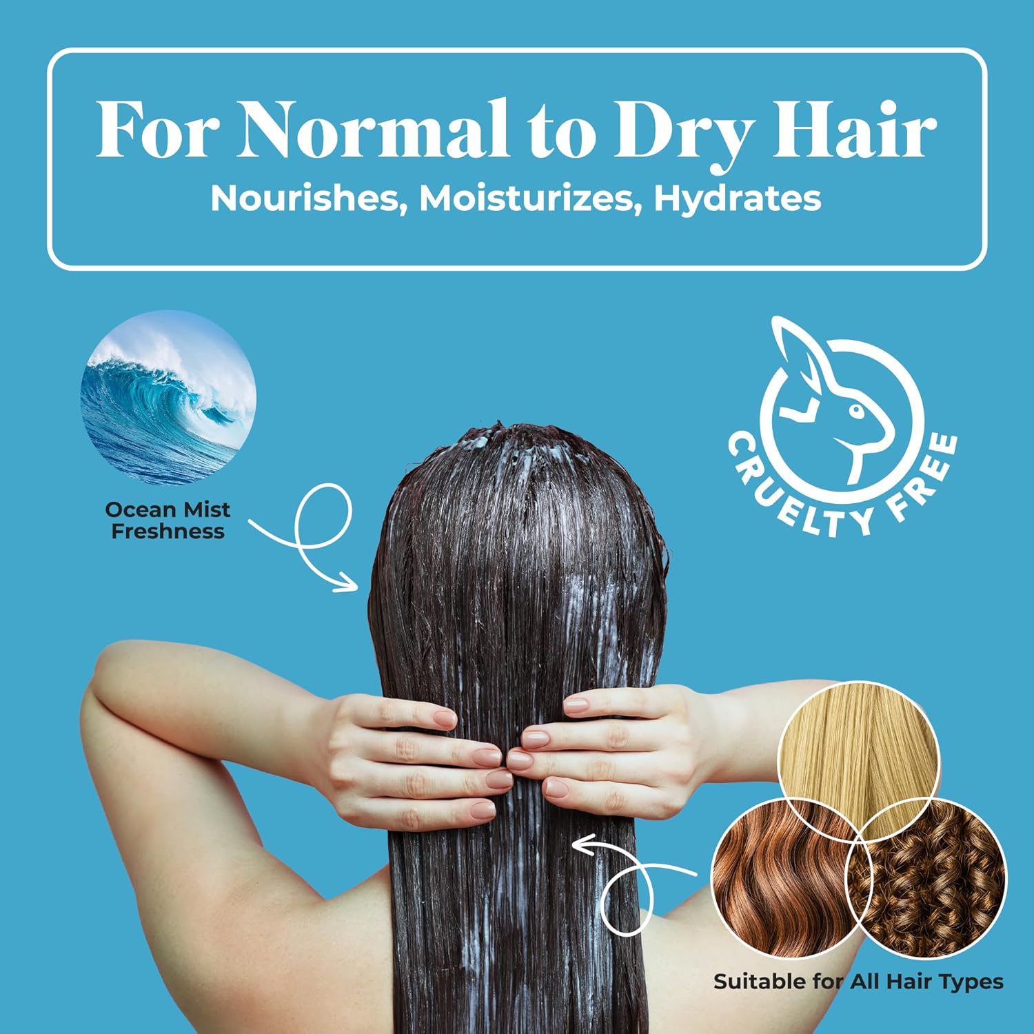 White Rain Moisturizing Shampoo - Ocean Mist Scent, 15 Fl Oz | Hydrating & Paraben-Free Formula for All Hair Types