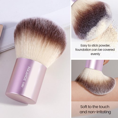 MAANGE 9 PCS Makeup Brush Set Foundation Brush Double Makeup Brushes for Blending Liquid Powder Concealer Cream Blush Buffe Contour Make up Brush Kit (Pink)