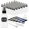 Nevlers Clear Glass Small Spray Bottle 2 Oz 48 Pack | Mini Travel Spray Bottle Set with Funnel, Brush, Marker & Labels | Face, Hair & Body Spritzer Bottles | Small Atomizer Mist Bottles for Perfume