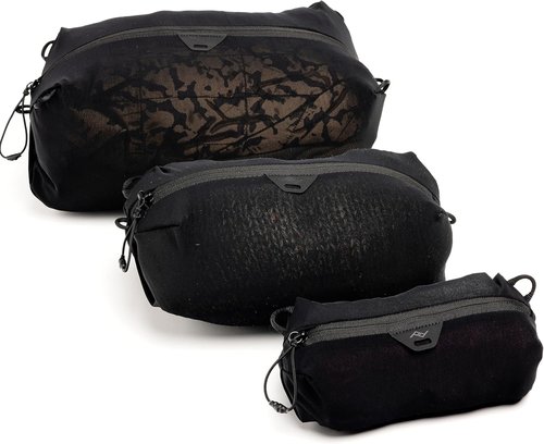 Peak Design Ultralight Packing Cube Bundle - Black Stretchy Mesh Travel Organizers | Zippered, Multiple Sizes