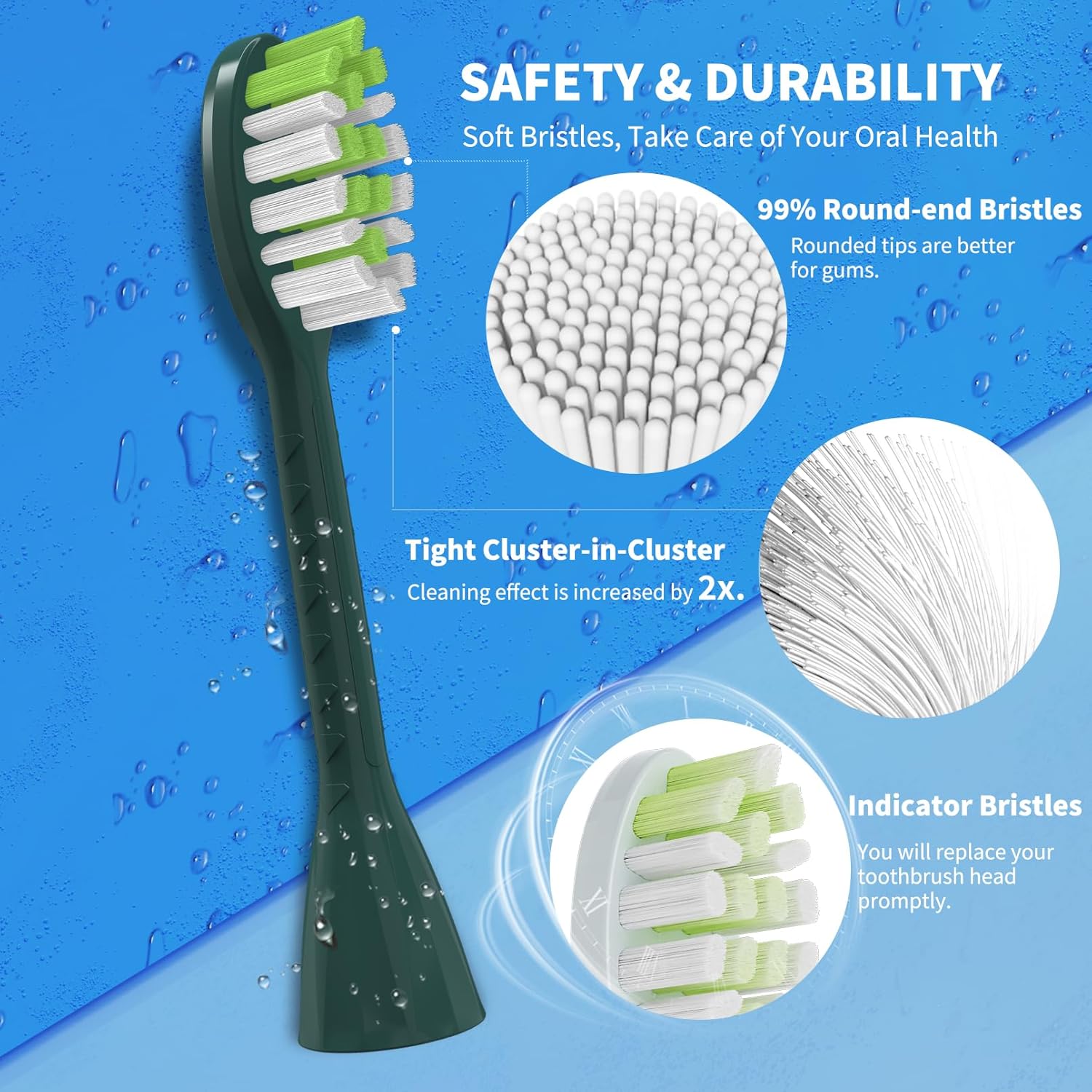 YMPBO Toothbrush Replacement Heads - Soft Bristles for Philips One Series Sonicare | 10 Pack in Sage Green