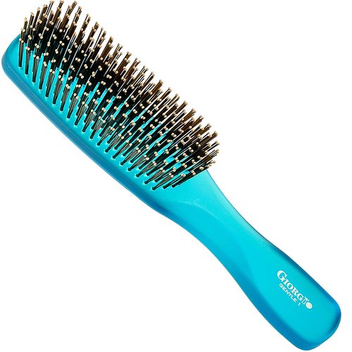 Giorgio GION1B Gentle Touch Detangler Hair Brush - Neon Blue, Soft Bristles for Sensitive Scalp, 7.75 Inch