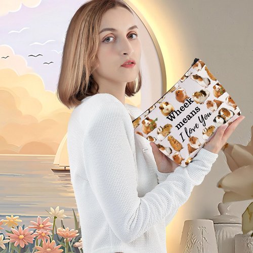 LEVLO Funny Guinea Pig Cosmetic Make Up Bag Guinea Pig Lover Inspired Gift Guinea Pigs Make Me Happy You Not So Much Guinea Pig Makeup Zipper Pouch Bag (Guinea Pigs)