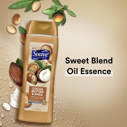 Suave Body Wash Variety 2-Pack, Milk & Honey + Cocoa Butter & Shea – Gentle Body Washes with Sweet Blend Oil Essence, 18 Oz Ea