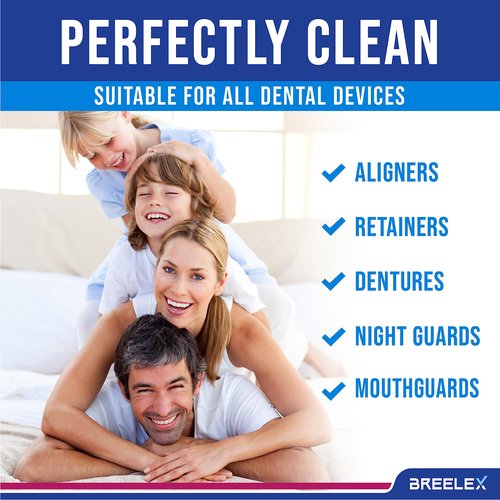 Breelex Denture Cleaning Tablets - 120 Count, Pack of 1-4-Month Supply & Denture Care - All-Purpose Retainer Cleaner Tablets - Gentle Formula for Mouth Guard Cleaner