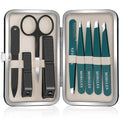 MORGLES Tweezers Set for Eyebrows, 9 Pcs Precision Stainless Steel Tweezers and Professional Nail Clippers Set for Men with Leather Travel Case