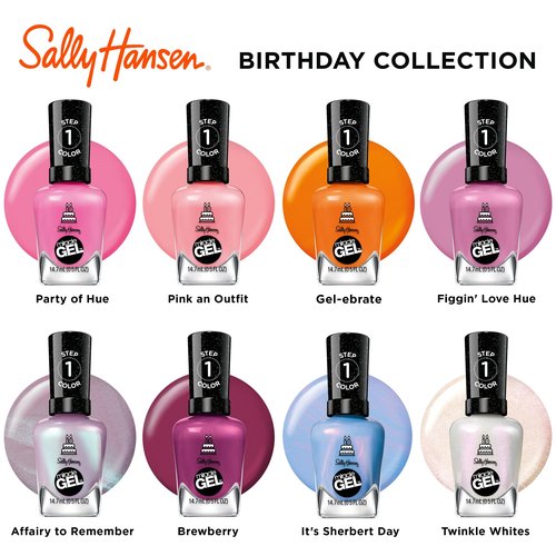Sally Hansen Miracle Gel Salon Quality Nail Polish | Gel-Like Formula, Two-Step System, No UV Light Needed, Long Lasting | Shimmery | 532 Affairy To Remember | Purple with hints of Blue Nail Polish