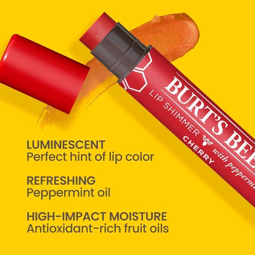 Burt's Bees Lip Shimmer - 100% Natural Moisturizing Cherry Tint | 1 Tube