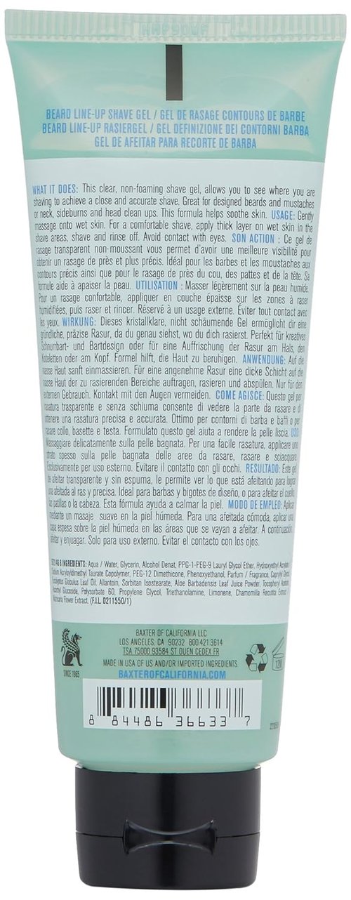 Baxter of California Shave Gel for Men - Non-Foaming, Paraben-Free | 3.4 fl. oz.