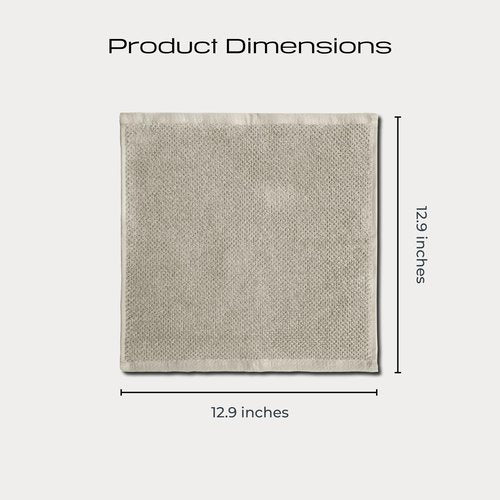 KOHDA LIVING Beige Bathroom Wash Cloths for Face Body & Showering, 4-Pack - Silver Infused 100% Organic Cotton Luxury Washcloths, 600 GSM, 12.9"x12.9" - Soft Thick Lint-Free Bath Wash Cloth Set