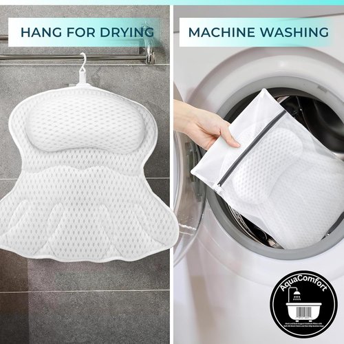 Bathtub Pillow, Luxury Bath Pillows for tub Neck, Back and Shoulder Support, Thick Padded, Ergonomic Bath Tub Pillow with 4D Air Mesh Cushions, Strong Suction Cups, Relaxing Bath Accessories Spa Gifts