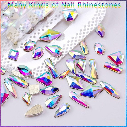Kaipheiquan Nail Rhinestones Kit, 18 Types of 900 Special-Shaped Nail AB Diamonds & 3200 Flat-Bottomed Nail Rhinestones, 3D Nail Crystal DIY Gemstones for Nail Art Design