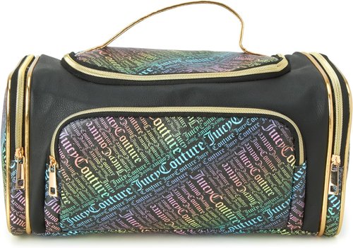 Juicy Couture Makeup Bag - Black Rainbow Cosmetics Organizer for Travel Essentials | Stylish Duffel