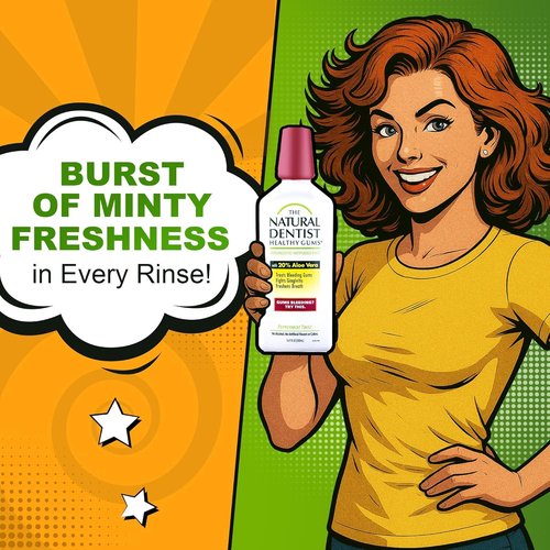 The Natural Dentist Healthy Gums Antigingivitis/Antiplaque Rinse, Adults 12 & Up, Gingivitis Mouthwash for Bleeding Gums, Safe for Chemo Patients, Aloe Vera, Alcohol-free, Three 16.9 fl oz bottles