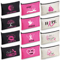 Xuniea Breast Cancer Awareness Bag Pink Ribbon Travel Makeup Pouch Breast Cancer Cosmetic Pouch Portable Canvas Breast Cancer Gift Bag for Vacation Travel Women Breast Cancer Awareness Party