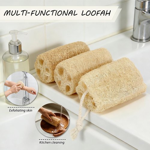 Balifeel Natural Loofah Sponge Organic Loofa Set 6 Pack,Exfoliating Body Scrubber Shower Luffa Men and Women for Bath Cleaning Skin Back and Face Eco Tool