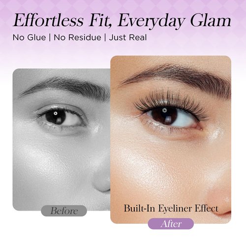 BEYELIAN Self Adhesive Eyelashes Natural Look, Pre Glued Wispy False Lashes No Glue Required, Faux Mink Eyelashes 5 Pairs ZCV-204
