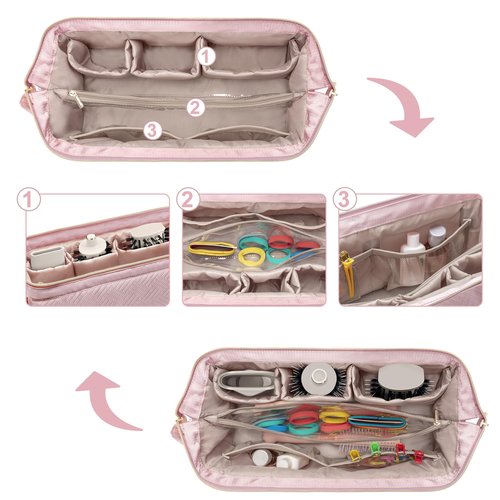 Fasrom Travel Case Compatible with Shark Flexstyle Hair Dryer, Wide-open Hair Tools Bag Compatible with Dyson Airwrap Attachments Storage for Women Travel Essentials, Pink (Patent Design, Bag Only)